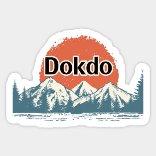 Dokdo Sunrise: Majestic Mountain Range Vintage Art Sticker